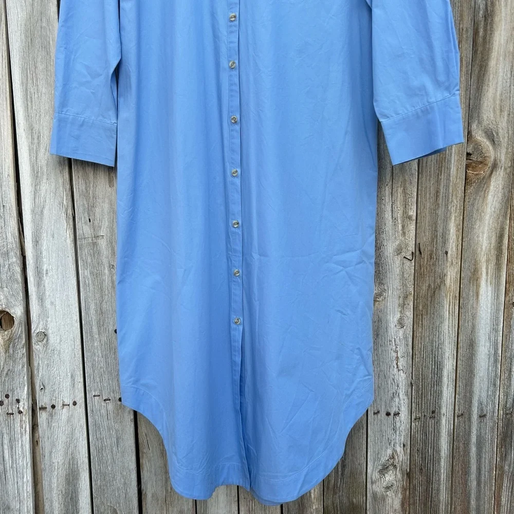 Anthropologie Maeve The Soren Long Sleeve Midi Shirt Dress Cotton Blue M - Picture 7 of 16